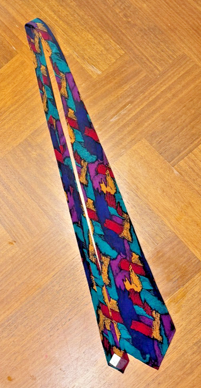 Jerry Garcia Grateful Dead 100% Silk Tie Navy Purple Abstract Made in USA 90s